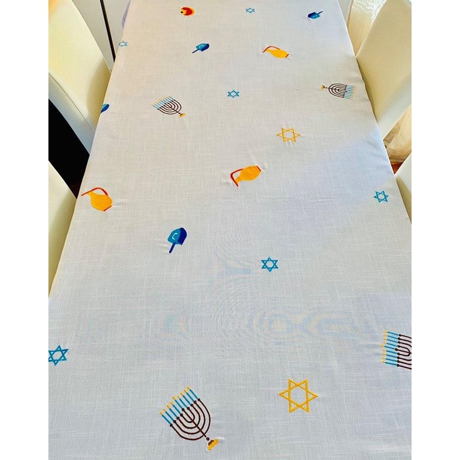 Broderies De France Limited Edition Tablecloth With Hanukkah Motif - 1