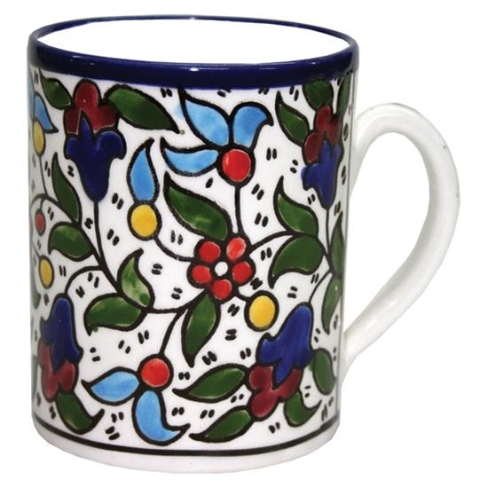 Armenian Ceramics Multicolored Classic Flower Motif Coffee Mug - 1