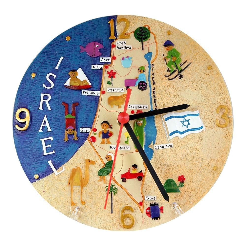 Colorful Ceramic Israel Map Wall Clock - 1