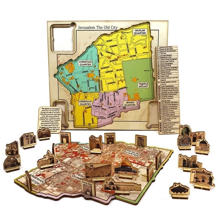 Jerusalem Old City Interactive 3-D Map (Colorful) - 1