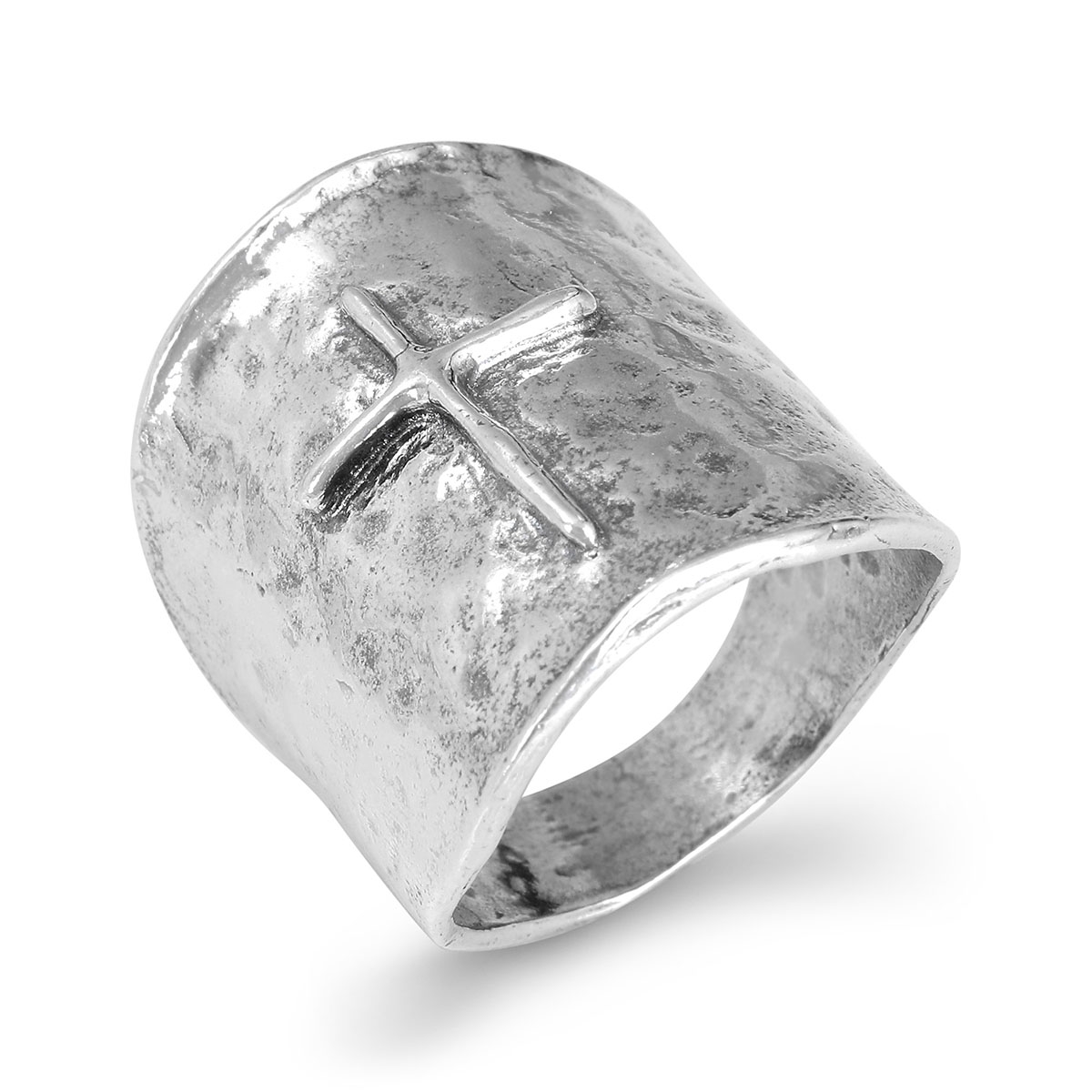 Chic Sterling Silver Ring With Latin Cross - 1
