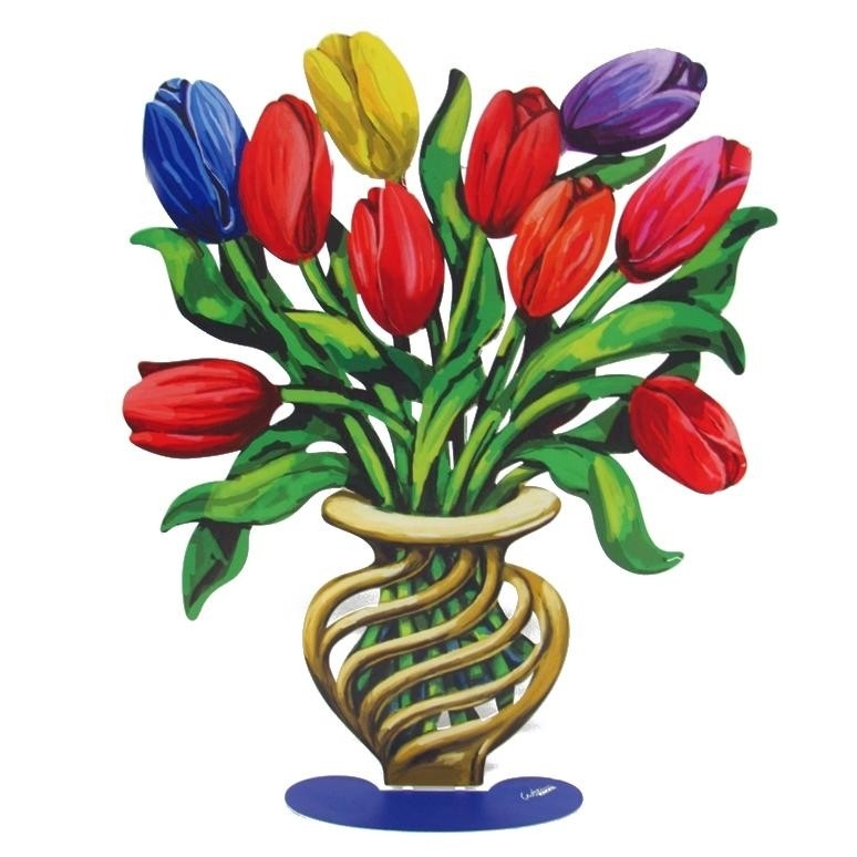 David Gerstein Colorful Tulips in a Vase Signed Sculpture  - 1