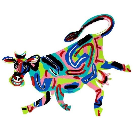 David Gerstein Double Sided Signed Metal Sculpture – “Elza the Cow” (2006) - 1