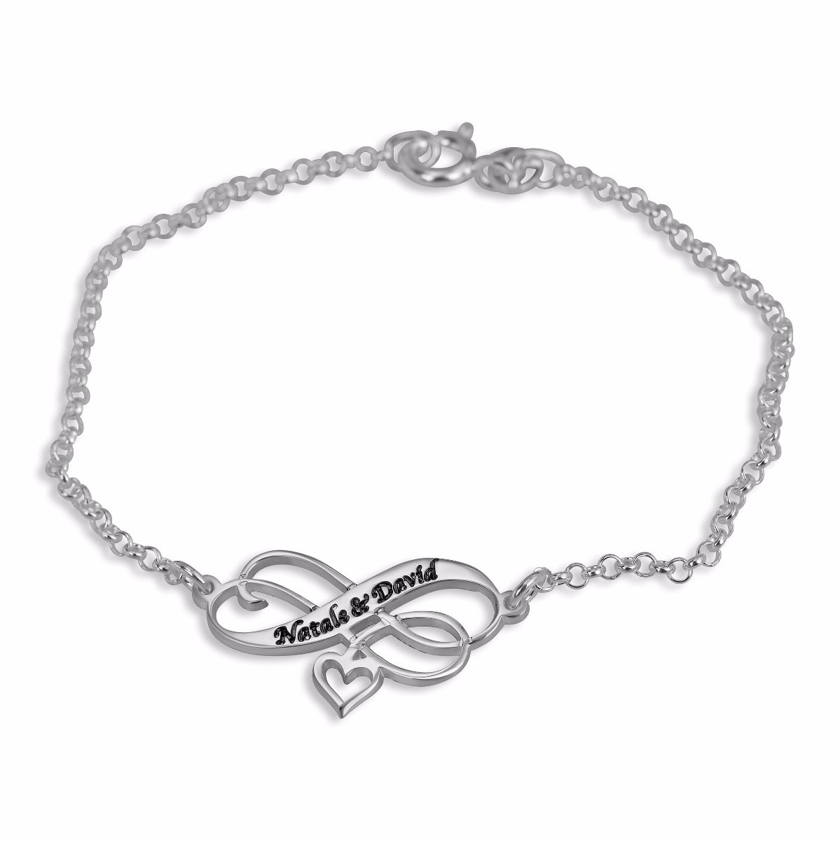 Double Thickness Sterling Silver Personalized Infinity Bracelet - 1