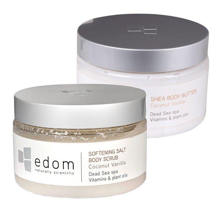 Edom Shea Body Butter and Softening Salt Body Scrub - Coconut Vanilla - 1