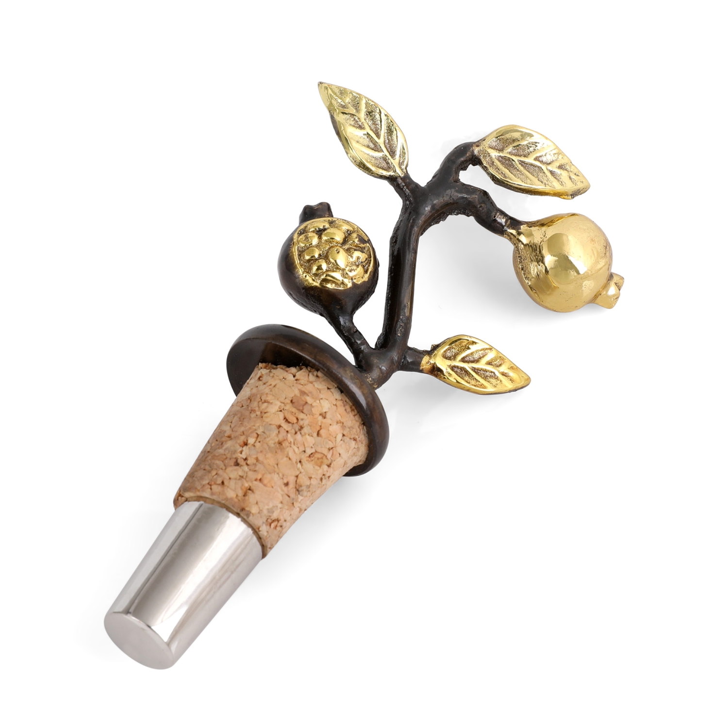 Yair Emanuel Stainless Steel and Copper Wine Cork with Pomegranates - 1