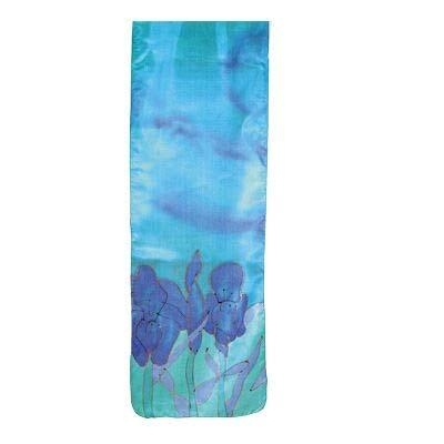 Yair Emanuel Painted Silk Scarf with Irises - 1