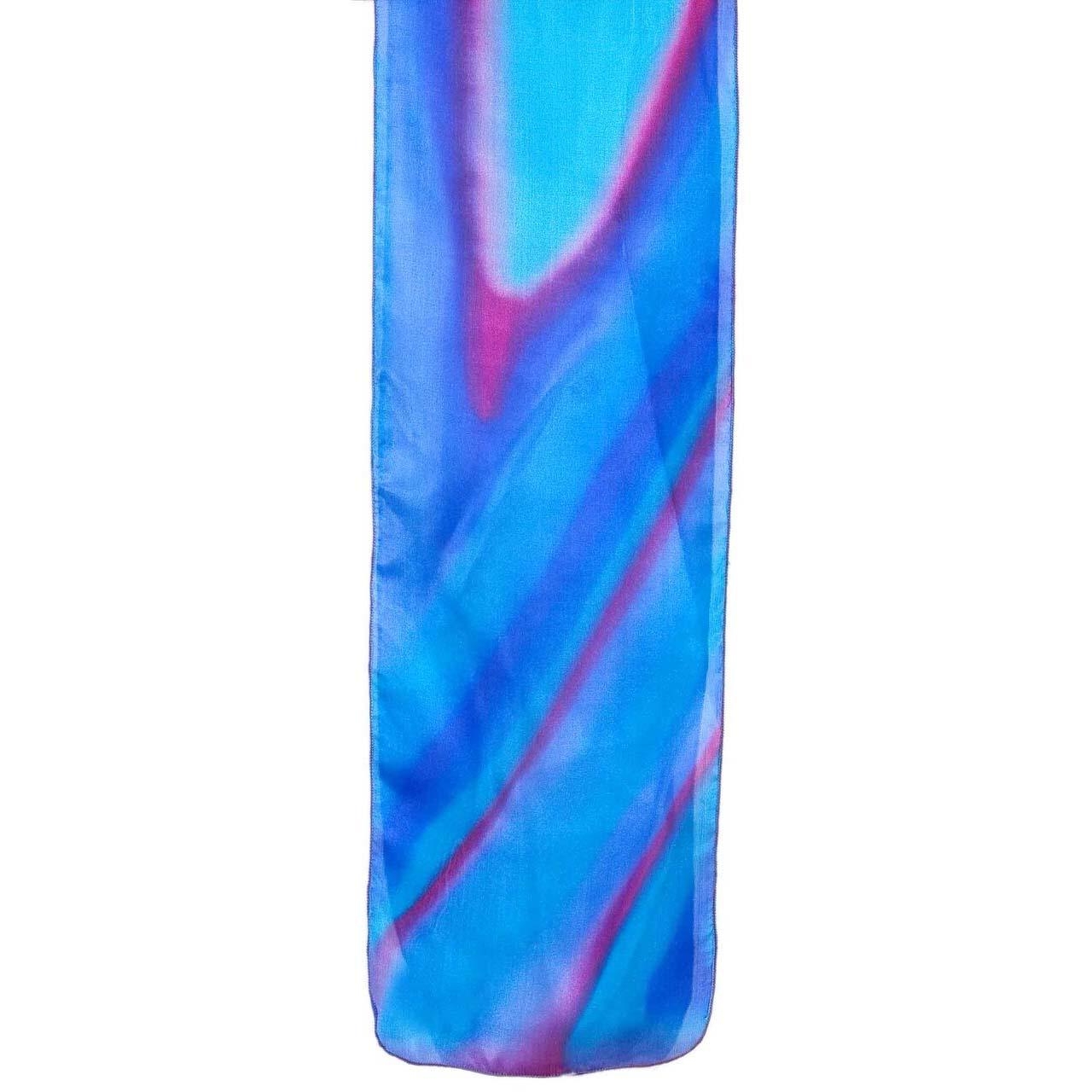 Yair Emanuel Painted Silk Scarf  (Blue and Pink) - 1