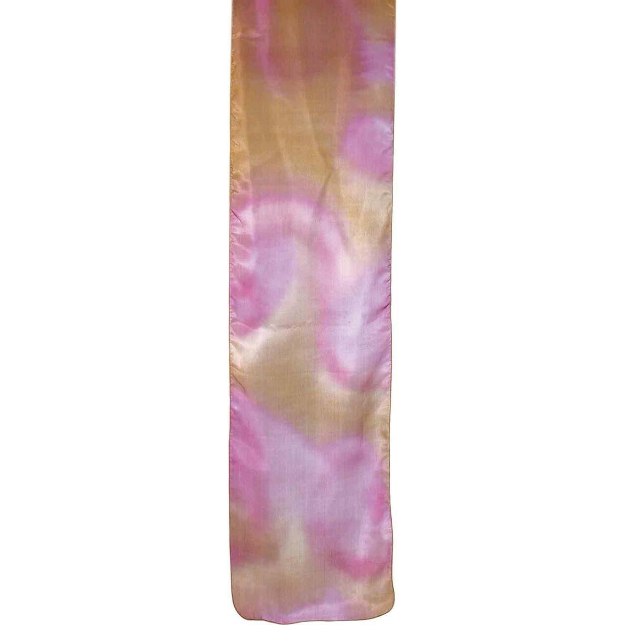 Yair Emanuel Hand Painted Silk Scarf  (Gold and Pink) - 1