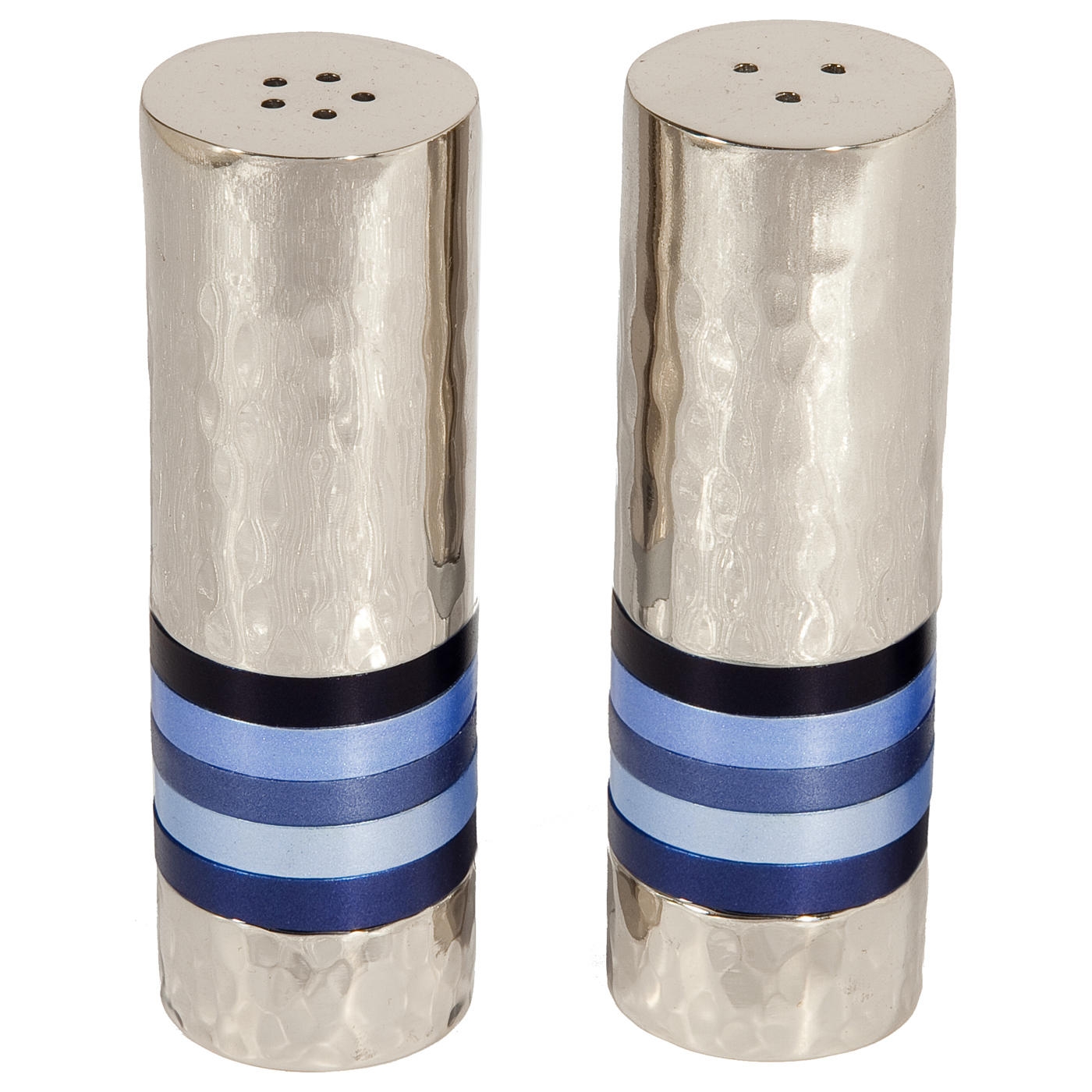 Yair Emanuel Textured Nickel Cylinder Salt and Pepper Set (Choice of Colors) - 2