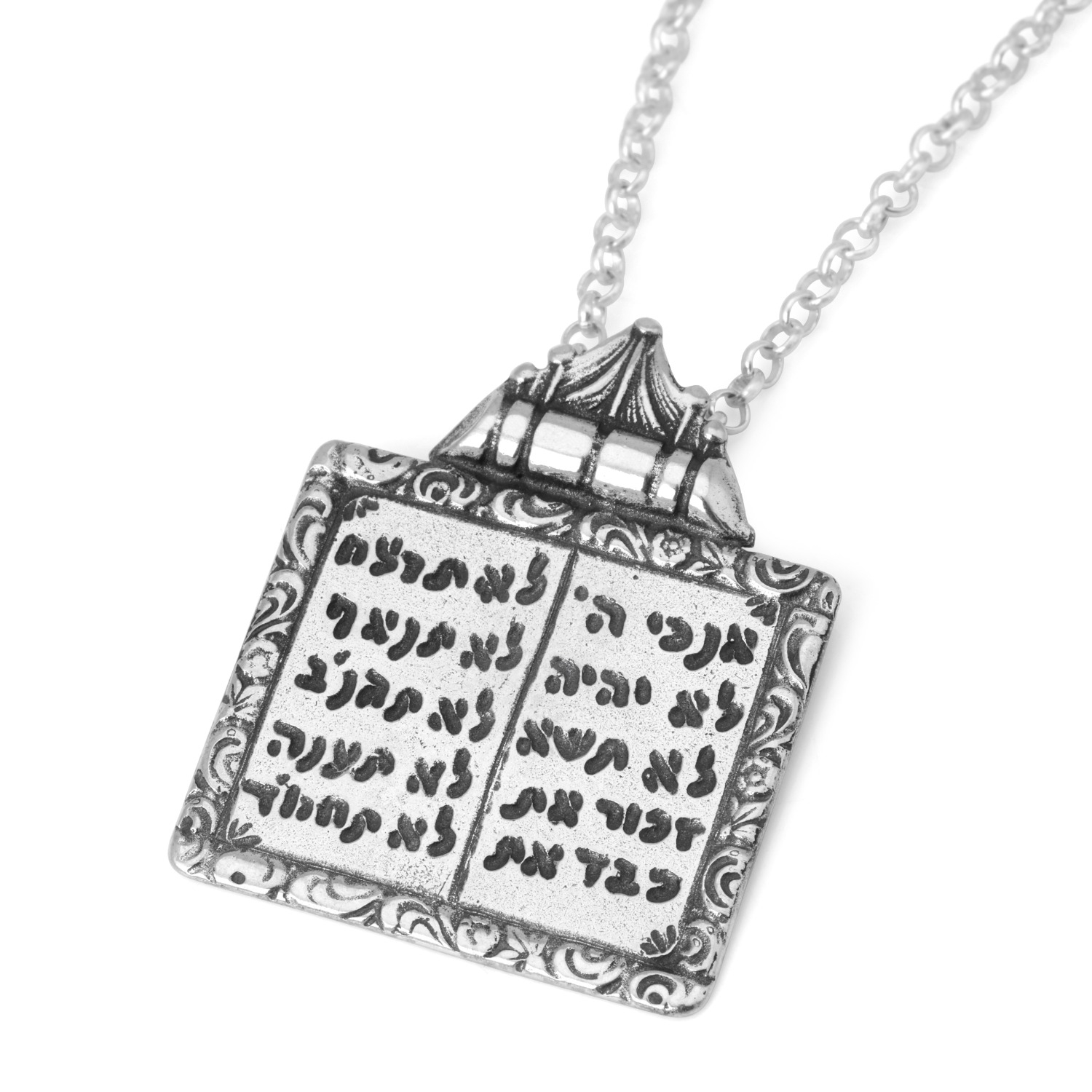 Tablets of the Law Sterling Silver Pendant Necklace for Men - 1
