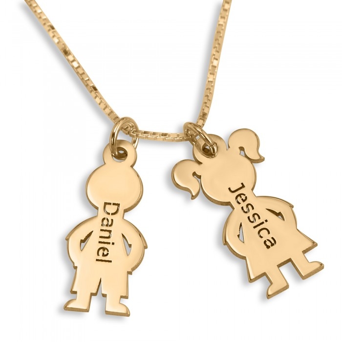 Gold-Plated Mother's Necklace With Children's Names (Hebrew or English) - 1