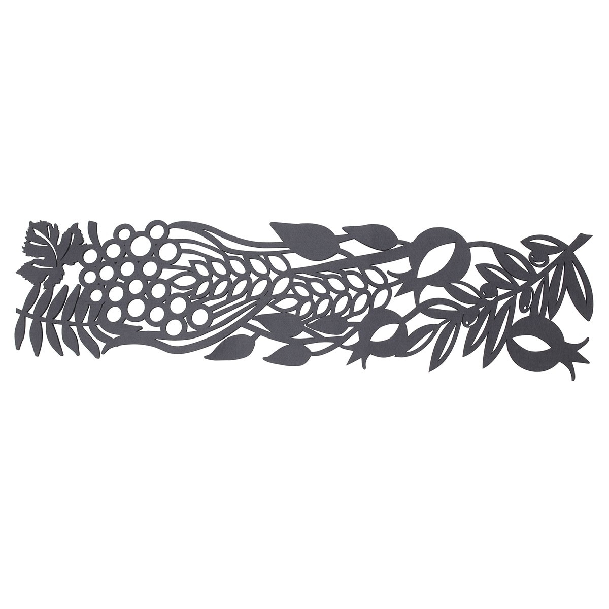 Gray Felt Table Runner With Seven Species Design by Dorit Judaica - 1