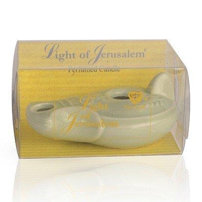 Light of Jerusalem Clay Lamp with Scented Candle - Jade - 1