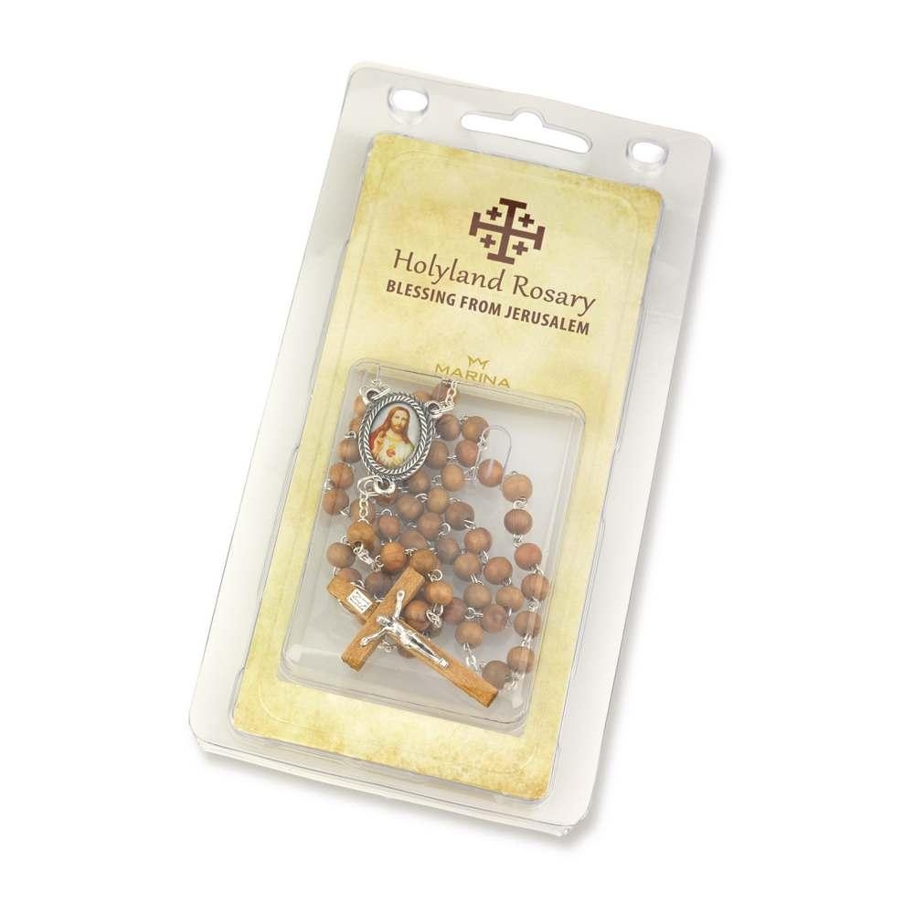 Holyland Rosary Olive Wood Rosary with Crucifix and Medallion - 1