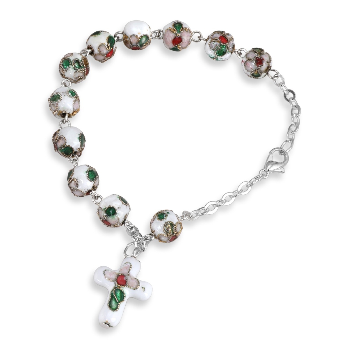 Holyland Rosary Small Rosary Bracelet With Cloisonné Beads and Latin Cross - 1