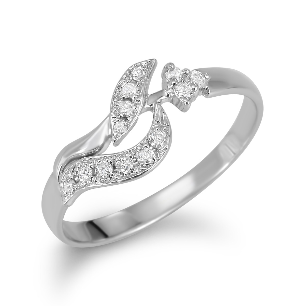 Anbinder 14K White Gold Freeform Floral Ring with Diamond Accents - 1