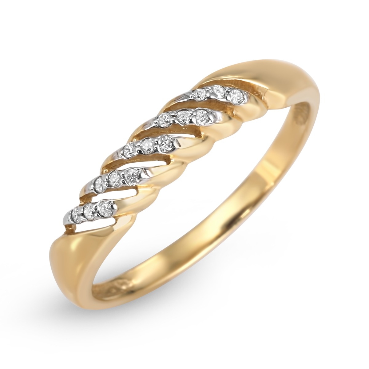 14K Gold Women’s Ring with Spiral Cutout Design and Diamond Accents - 1