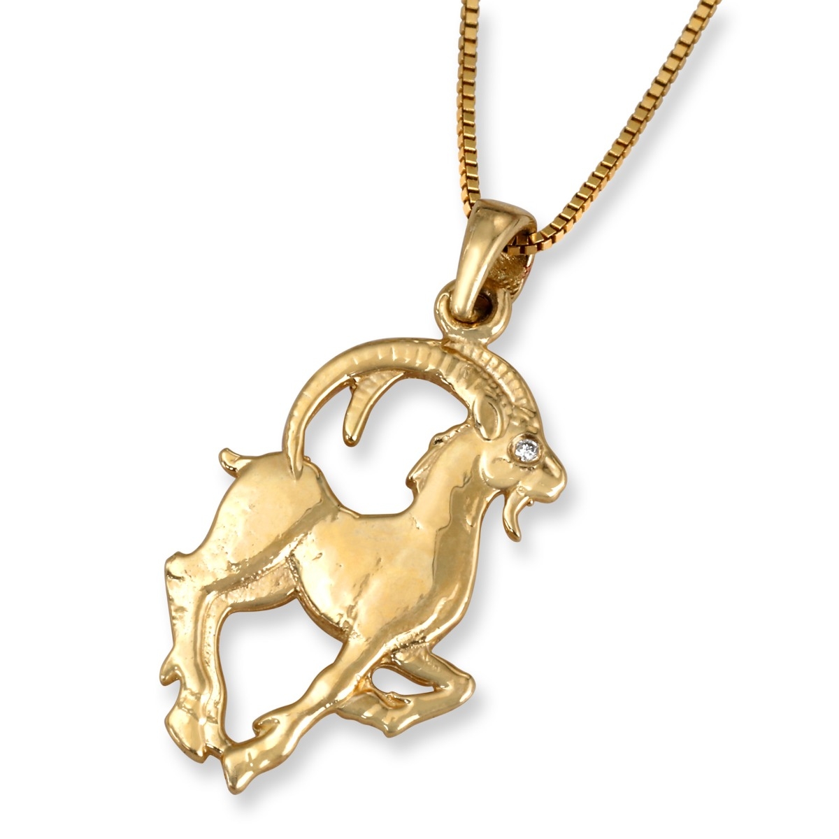 Anbinder 14K Yellow Gold Zodiac Capricorn Pendant with Diamond Accent - 1