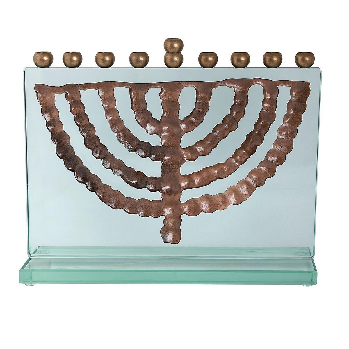Glass and Brass Hanukkah Menorah- 6th Century Adaptation - 1