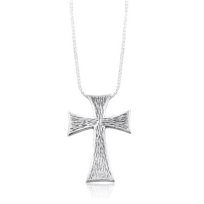 Sterling Silver Etched Roman Cross Pendant - 1