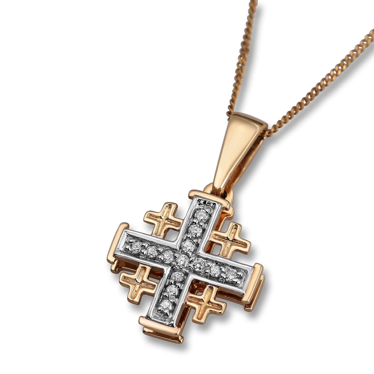 Ben Jewelry 14K Gold and Roman Glass Ornate Jerusalem Cross Pendant,  Christian Jewelry | My Jerusalem Store