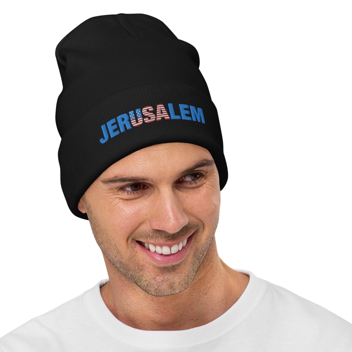Jerusalem & USA Unisex Beanie - Embroidered - 1