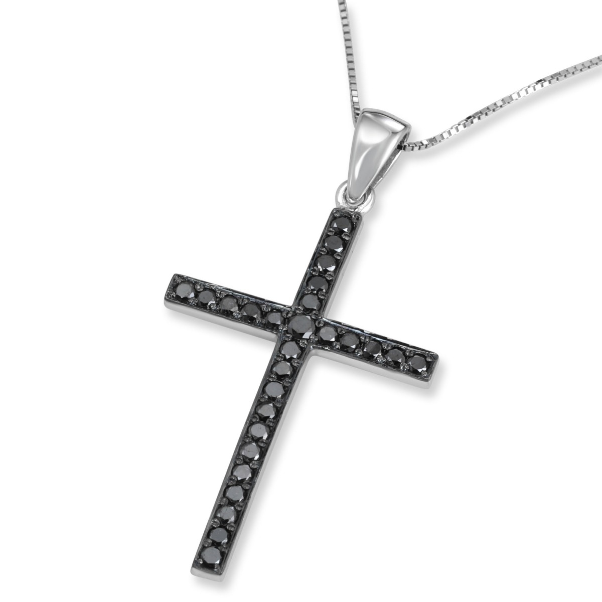 Men's 0.15 CT. T.W. Black Diamond Cross Pendant in Stainless Steel with  Black Ion Plate - 24
