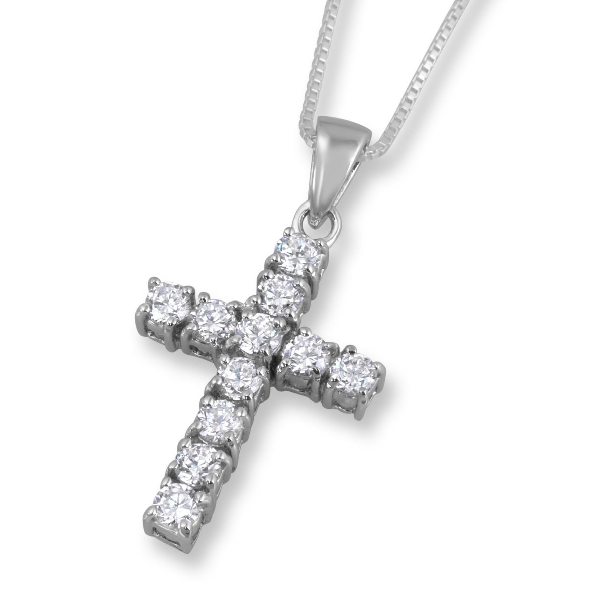 Sterling Silver Zircon Studded Cross Pendant  - 1