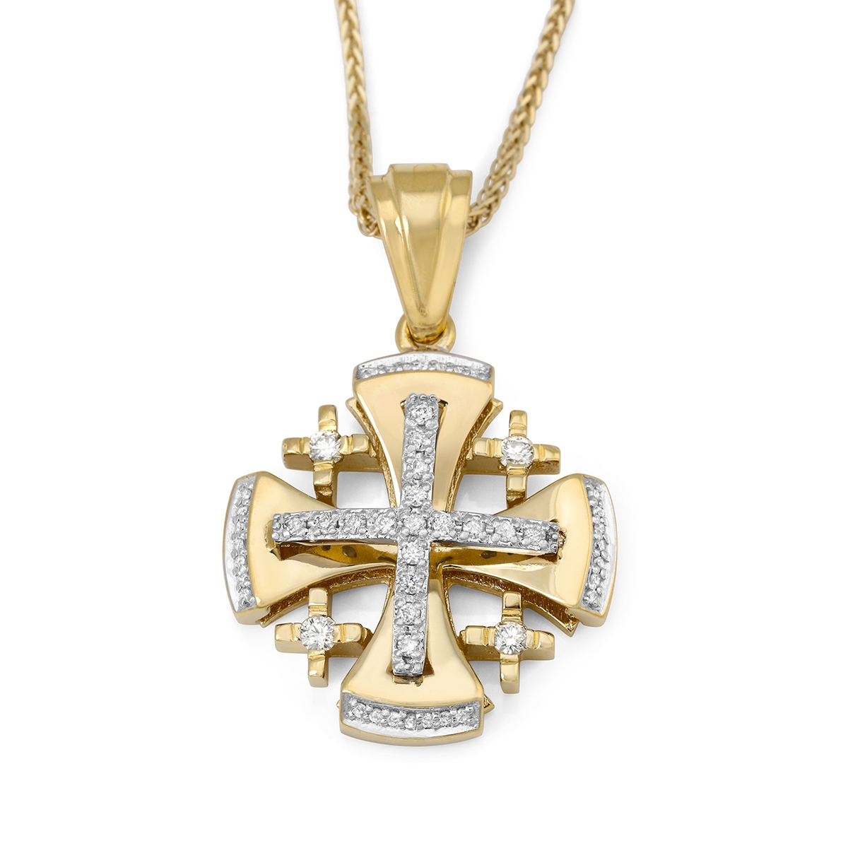 Anbinder Jewelry 14K Gold Jerusalem Cross Pendant with Diamonds - Color Option - 1