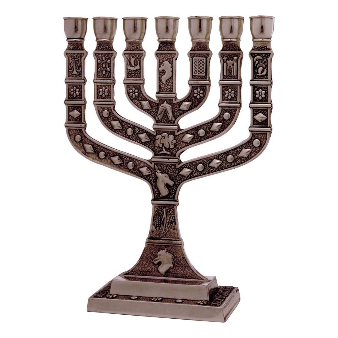 Bronze Seven Branch Menorah - 12 Tribes of Israel - 1