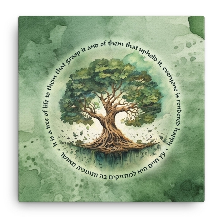 Majestic Tree of Life Print on Canvas in Green - 1