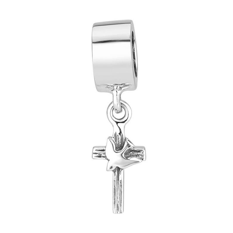 Marina Jewelry Sterling Silver Roman Cross with Holy Spirit Pendant Charm - 1