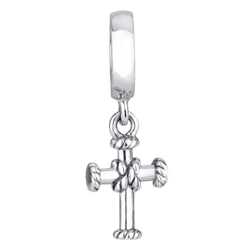 Marina Jewelry Sterling Silver Rope Cross Pendant Charm - 1