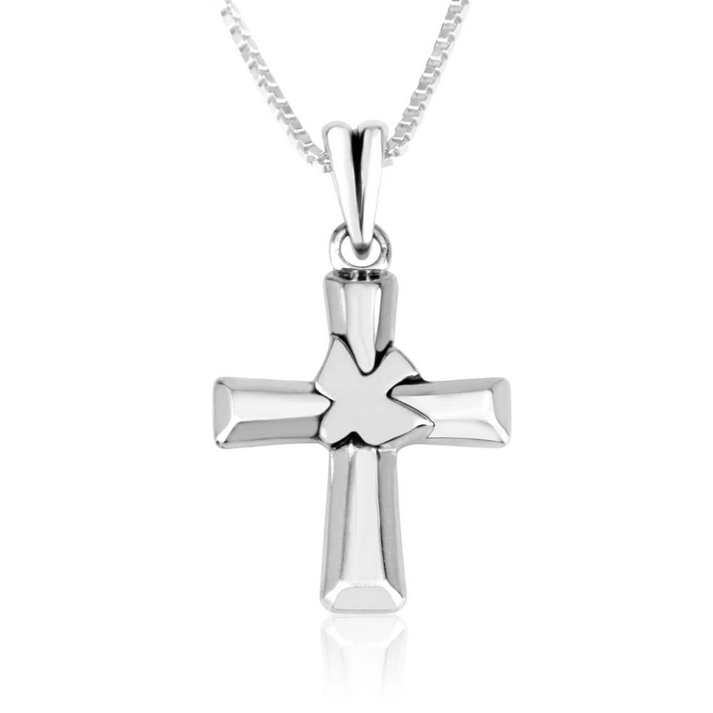 Marina Jewelry 925 Sterling Silver Latin Cross Pendant With Holy Spirit Dove - 1