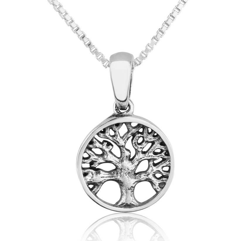 Marina Jewelry Cut-Out Tree of Life Textured Sterling Silver Necklace  - 1