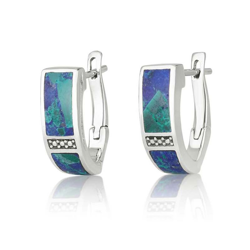 Marina Jewelry Sterling Silver and Eilat Stone Earrings  - 1