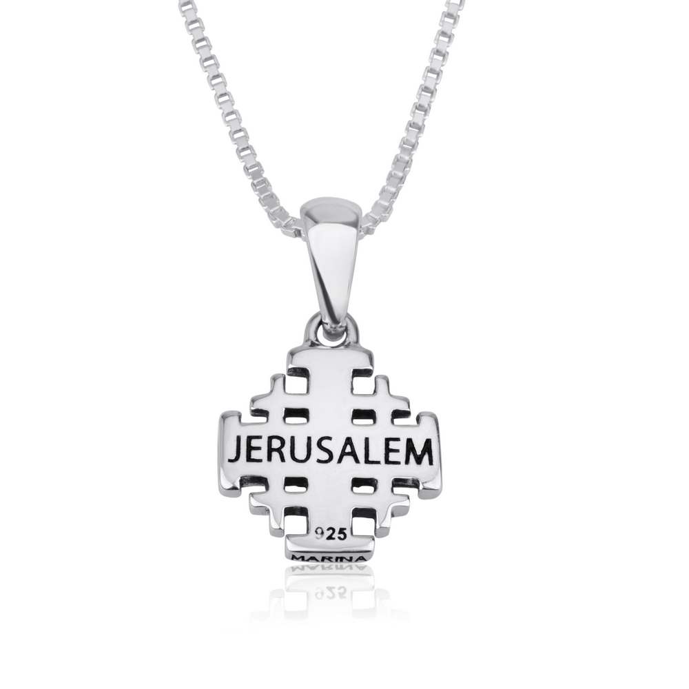 Marina Jewelry Sterling Silver Jerusalem Cross Necklace - 1