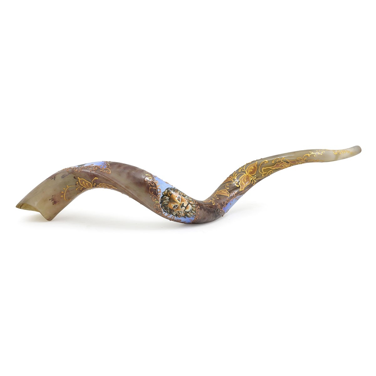 Hand Painted Kudu Shofar Horn with Ox, Lion, and Eagle  - 1