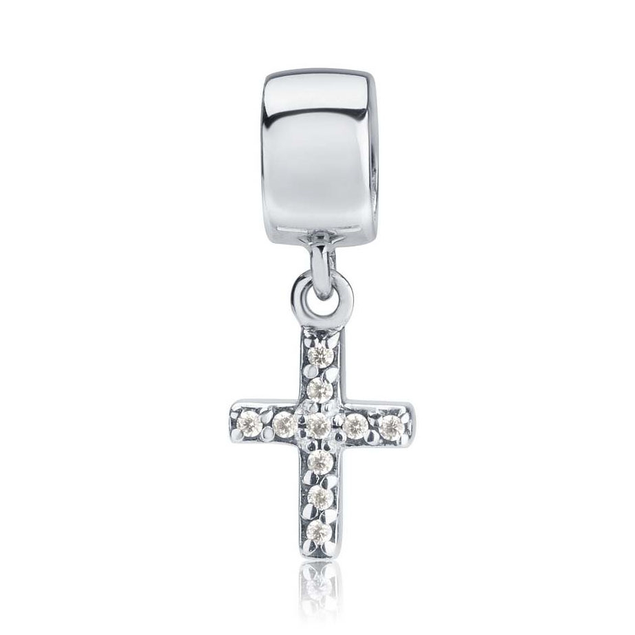 Marina Jewelry Sterling Silver and Cubic Zirconia Roman Cross Pendant Charm  - 1