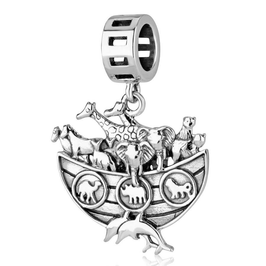 Marina Jewelry Sterling Silver Deluxe Double-Sided Noah’s Ark Pendant Charm - 1