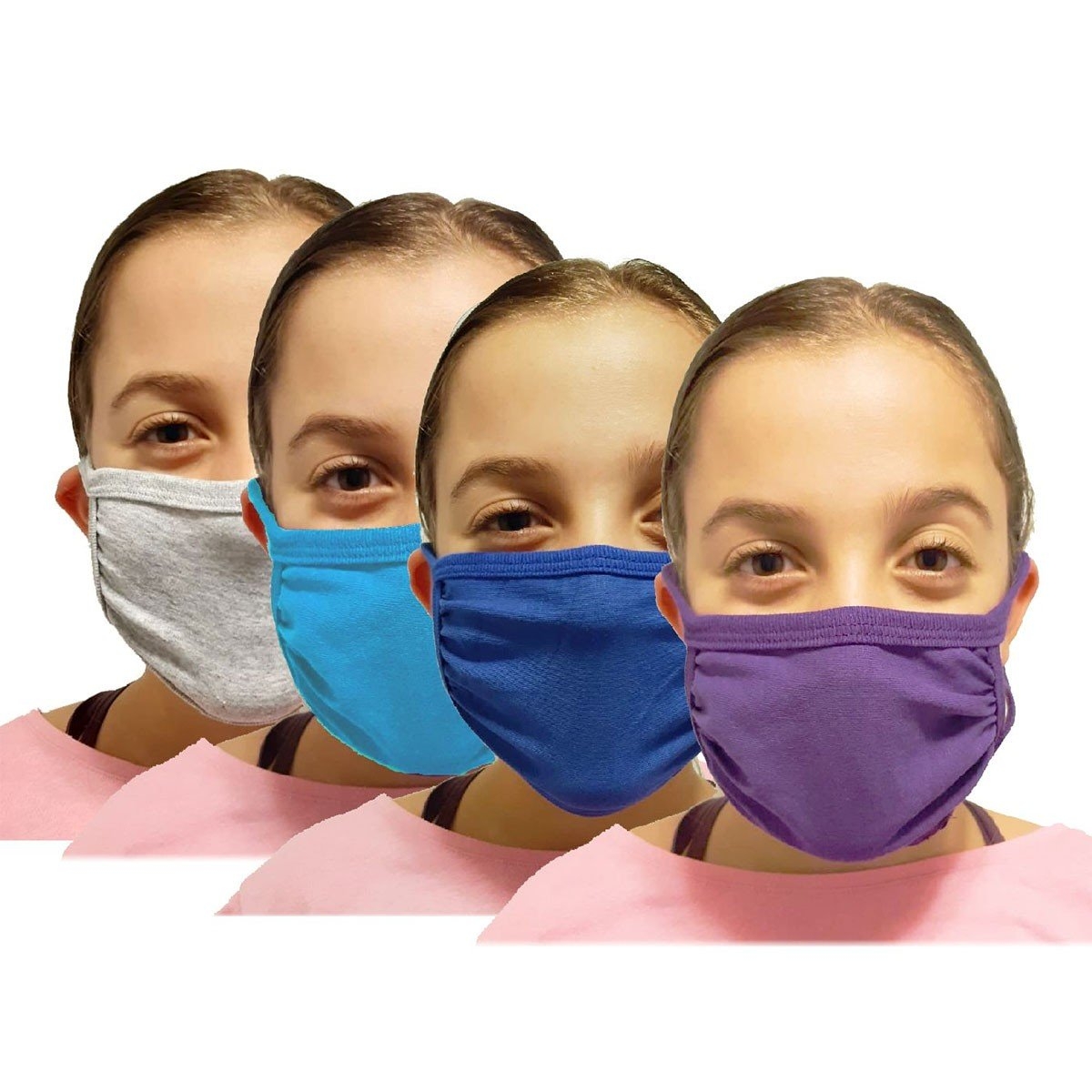 Multicolored Double-Layered Reusable Unisex Face Masks For Children (Set of Four) - 1