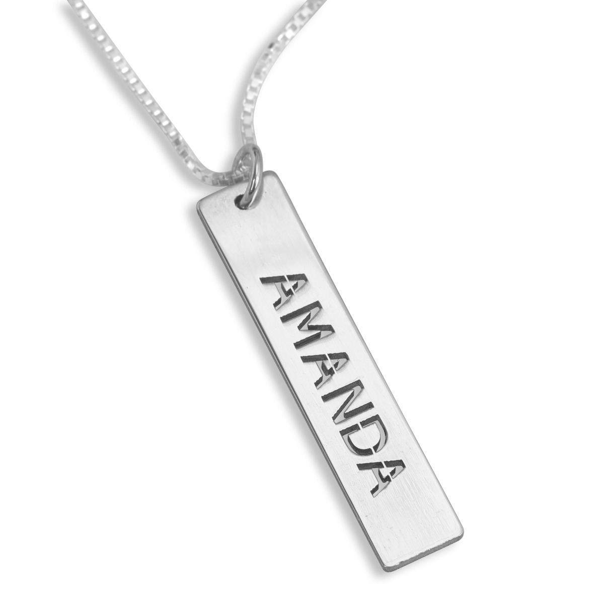 Sterling Silver or 24K Gold Plated Bar Name Necklace - 1