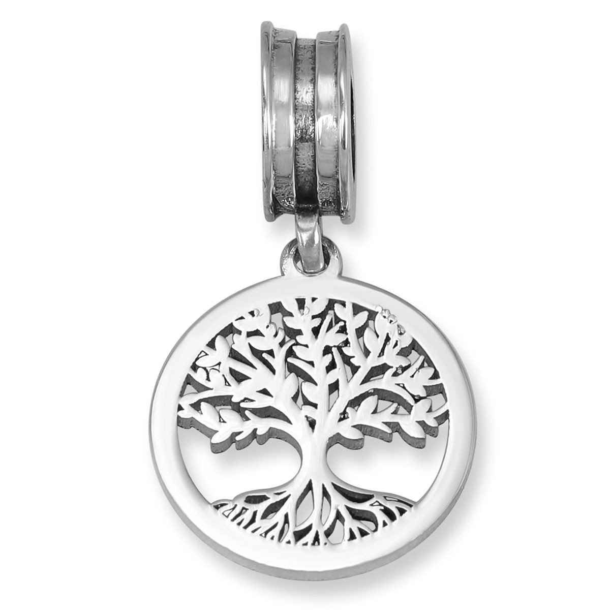 Sterling Silver Circular Tree of Life Pendant Charm - 1