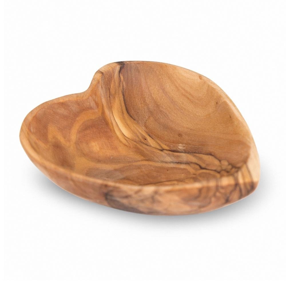 Olive Wood Hand-Carved Heart Bowl - 1