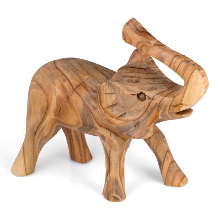 Large Olive Wood Elephant Figurine - 1