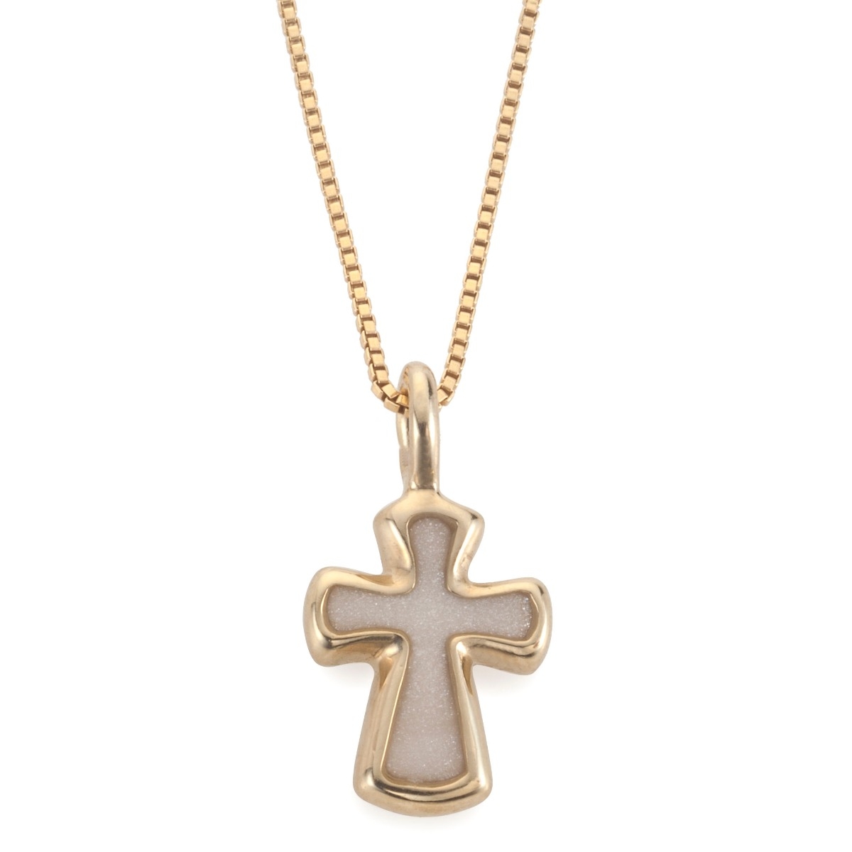 Adina Plastelina Gold Plated Cross Necklace (Mother of Pearl) - 1