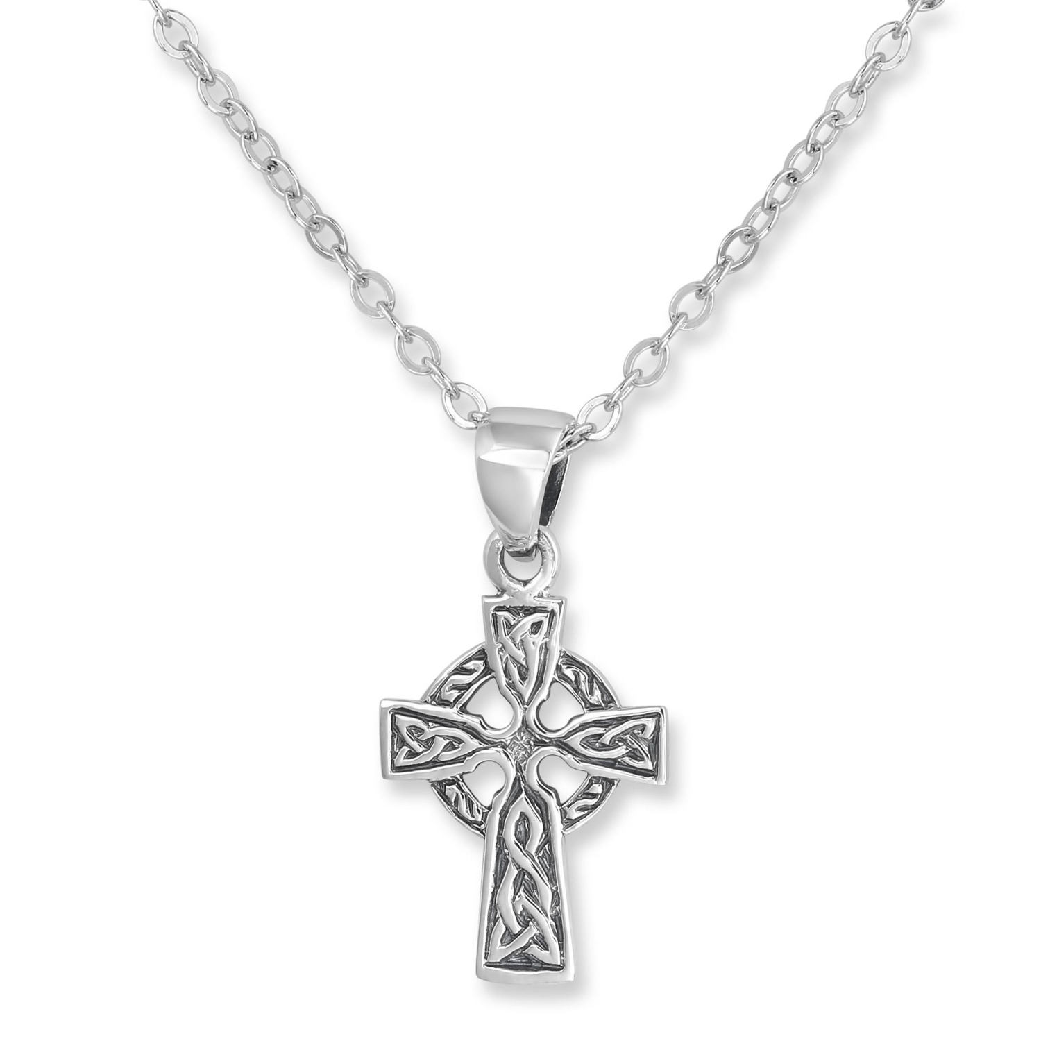 Tiny Sterling Silver Celtic Cross Pendant - 1