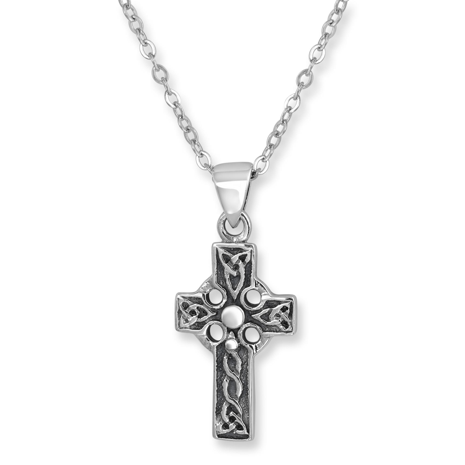 Small Sterling Silver Engraved Celtic Cross  - 2