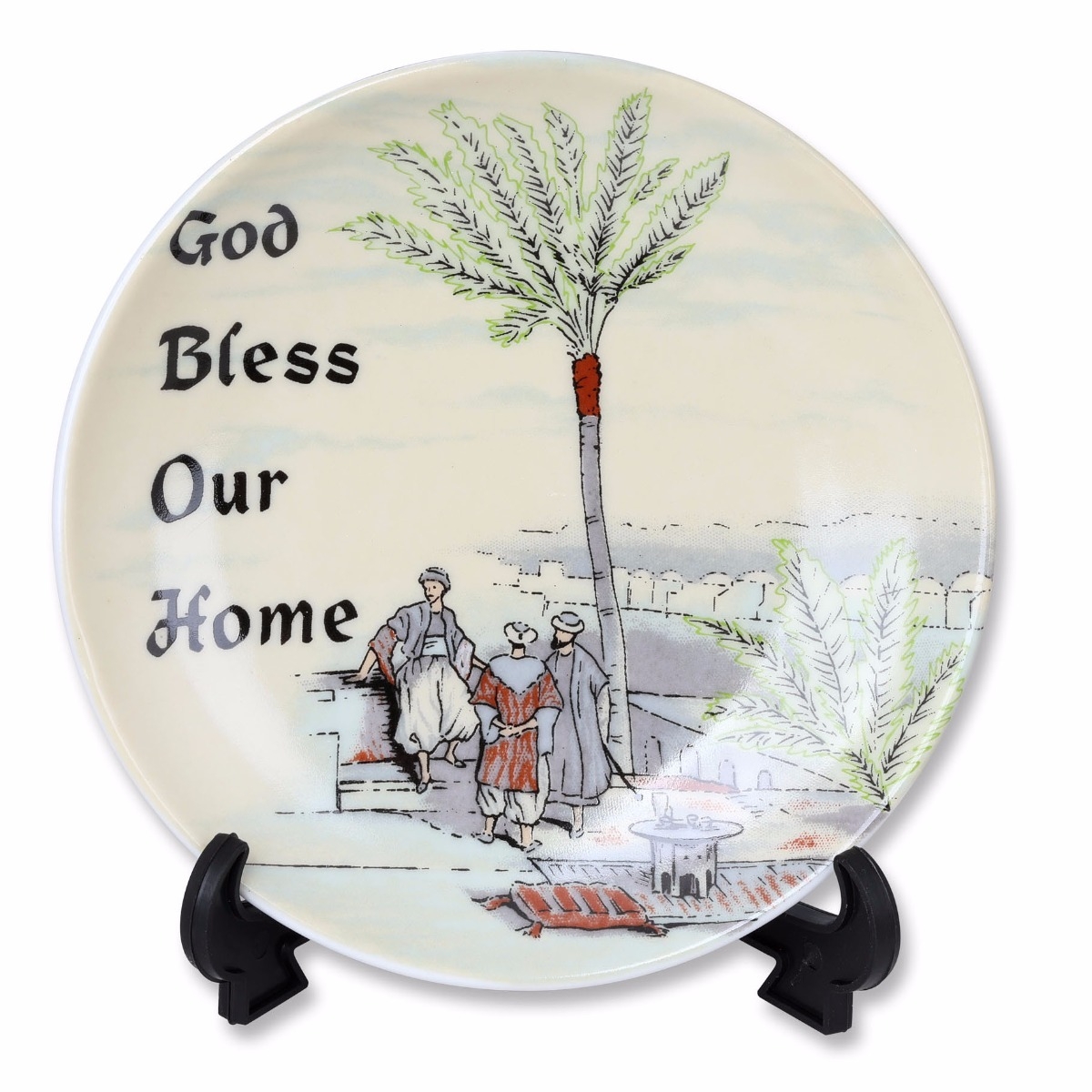 Righteous Men under a Palm Tree: Home Blessing Decorative Ceramic Plate - 1